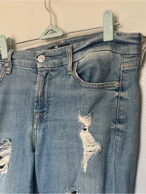 7 For All Mankind Light Blue Distressed Skinny Jeans thumbnail 4