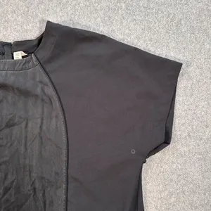 Lululemon Short Sleeve Top Women's 8 Black Zip Back Drawstring Waist Active Gym thumbnail 2