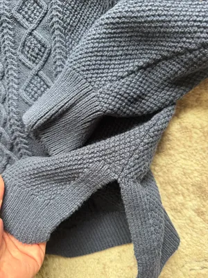 J. Crew 100% cotton Cable Knit Crewneck Sweater in Navy, medium thumbnail 5