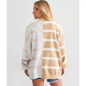 Free People Uptown Oversized Pullover Womens Small Striped thumbnail 2