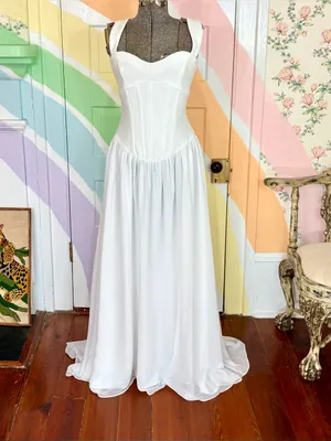 💥NWT Elliatt Emi Corset Drop-Waist Sheer Maxi Dress Soft White Sz M🧡 thumbnail 13