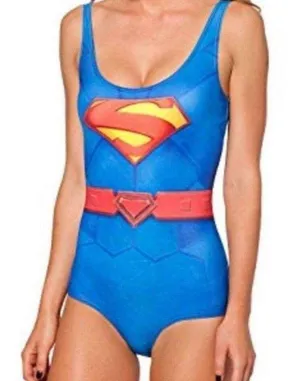 Superwoman One Piece Swimsuit Women “one size” Blue Superhero Swimwear Superman thumbnail 3