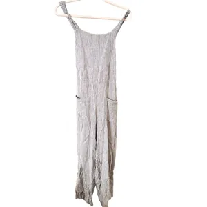 FREE PEOPLE Off The Shore Linen Blend Wide‎ Leg Jumpsuit Sz 4 thumbnail 3
