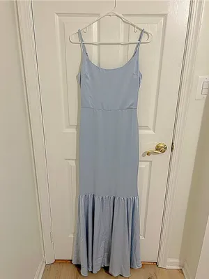 Reformation Nasha Satin Dress in Mineral Blue Maxi Formal Gown NWT Size 4 thumbnail 5