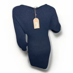 MESHKI Rafferty Navy Blue Knit Mini Sweater Dress XS NWT Boat Neck Puff Sleeve thumbnail 6