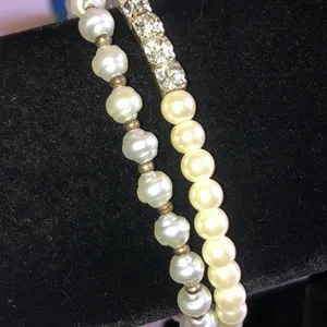 Faux Pearl and Rhinestone Stretch Bracelet Set thumbnail 4