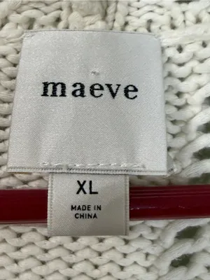 Maeve Lemon Embroidered Chunky Knit Open Sweater White Cream Women's Size Medium thumbnail 5