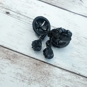 Vintage Clip On Earrings - Black Dangle 1 & 1/8" - Poor Condition thumbnail 2