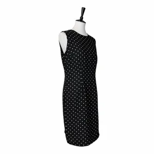 SAG Harbour Y2K Black Polka Dot Sleeveless Sheath Dress Knee Length Size 14 thumbnail 3