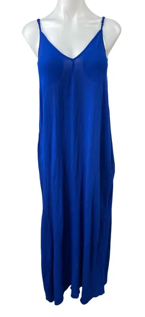 NEW Treasure & Bond Blue V Neck Sleeveless Maxi Cami Camisole Tank Slip Dress XS thumbnail 1