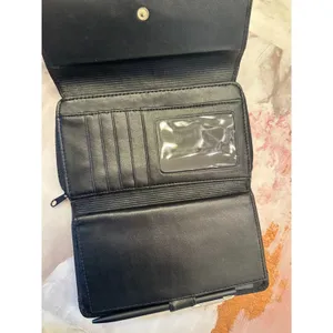 Vtg Black Embossed Genuine Leather‎ Wallet Coin Section Checkbook READ Retro 80s thumbnail 3