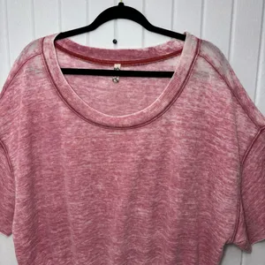 FREE PEOPLE Cozy Girl Bodysuit T-Shirt Faded Burgundy Pink Winding Road‎ Size S thumbnail 4