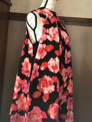 Gianni Bini Black One-Shoulder Halter Dress with Pink & Red Floral thumbnail 10