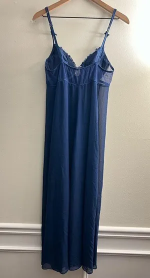 Victoria’s Secret vintage mesh sheer lace Midi nightgown open front push up L thumbnail 3