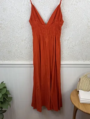 MVN The Label Orange Feast of Fire Linen Blend Sleeveless Maxi Dress - Size - 4 thumbnail 7