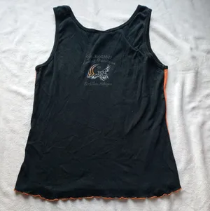 Harley Davidson size large Women's Black Orange Tank Top USA y2k biker moto thumbnail 8