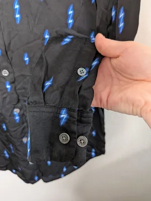 Equipment Femme Black Silk Button-Up Lightning Bolt Print Shirt XS thumbnail 3