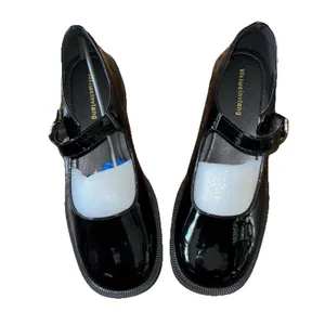 Black Flats with Glossy Finish and Strap Korean Mary Jane Size 8.5 thumbnail 1
