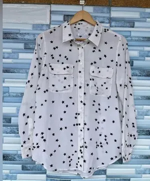 Equipment Star Print Long Sleeve Silk Blouse medium thumbnail 1