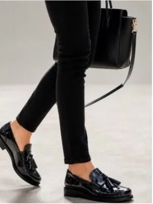 Franco Sarto Lucia Black Patent Tassel Loafers thumbnail 2