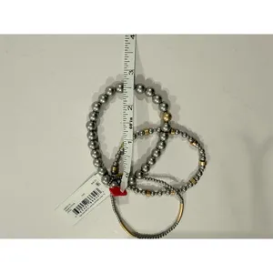 DKNY Bracelet Set 3-Piece Stretch Beaded Stackable Silver Gold mixed metals $48 thumbnail 3