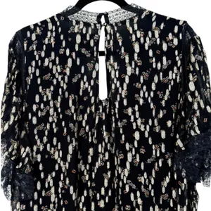 NWT Anthropologie Maeve V-Neck Lurex Tiered Mini Dress Navy Metallic Size Medium thumbnail 8