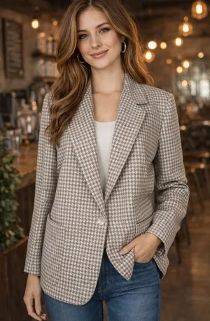 Vintage Women's Blazer New Attitude Div Of Russ Togs Herringbone Size 14 thumbnail 1