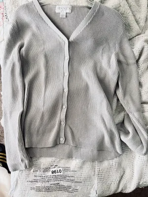 NWT casual corner annex shimmering light gray cardigan thumbnail 1