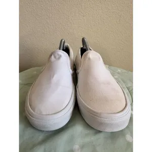 Vans Classic Slip-On Womens White Canvas Sneakers US 7.5 EU 38 Round Toe thumbnail 5