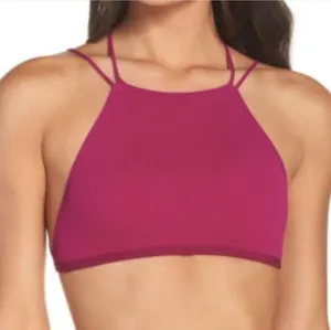 Free People High Neck Strappy Back Bralette in Pink / Purple NWT thumbnail 1
