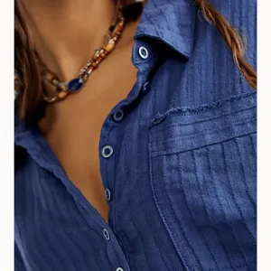 We The Free Ava Oversized Button Front Collared Short Sleeve Top Shaded Lake XS thumbnail 4