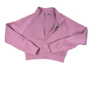 Mauve Cropped Zip Up Jacket Womens M Funnel Neck Sweatshirt Athleisure thumbnail 12