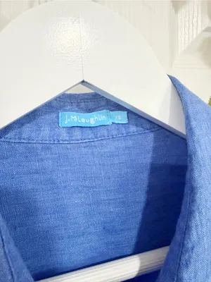 J. McLaughlin 100% Linen Blue Button Down Shirt Coastal Quiet Luxury XS thumbnail 3