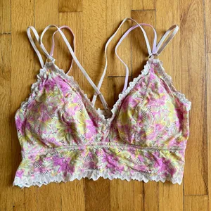AERIE Sunkissed Lace Plunge Bralette Pink Orange‎ size XL thumbnail 2