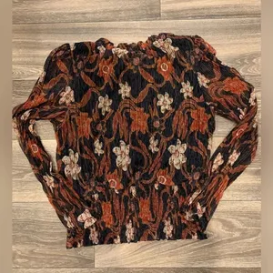 Joie Blouse Size L Elastic at Sleeves, Neckline, Subtle Sparkle Thread Accents thumbnail 3