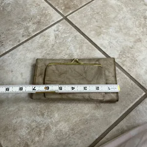 Buxton Vintage Leather Clutch Wallet Organizer Beige Coin Purse Snap Closure‎ thumbnail 4