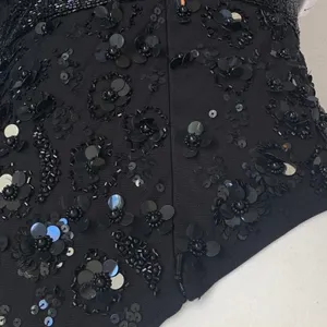 NEW Mac Duggal Sz 4 One Shoulder Flower Sequin Embellished‎ Gown in Black thumbnail 12