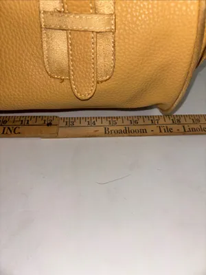 Estee Lauder Vintage Mustard Yellow Travel Bag Faux Leather..Overnight/Cosmetics thumbnail 10