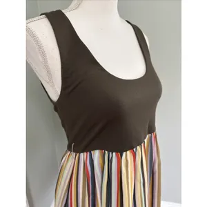 Alice + Olivia Sahara Multi-color‎ Striped Mini Dress Olive Green Small thumbnail 2
