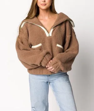 Promesa Brown Teddy Jacket Plush Cozy Outerwear thumbnail 1