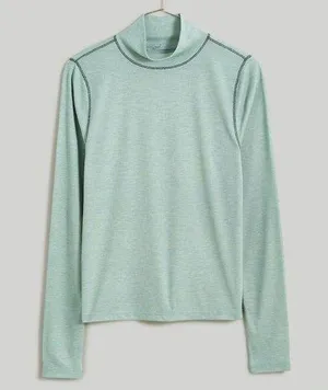 Madewell Semi-Sheer Mock-neck Long Sleeve Sage Green Tee Shirt Top Size XS thumbnail 1