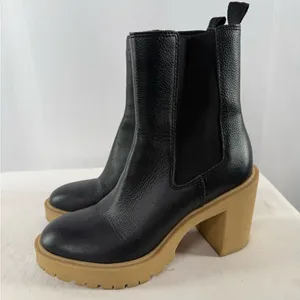 DV by Dolce Vita‎ Jetty Vegan Leather Chelsea Chunky Boot in Black Tan Size 7 thumbnail 3