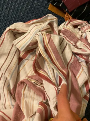 American Eagle Outfitters White Ivory Pink Striped Flowy Pant thumbnail 4