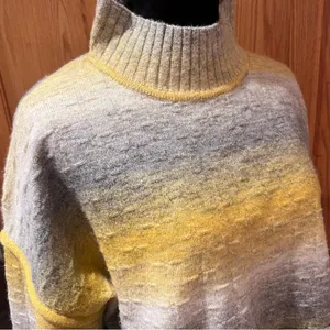 Pilcro‎ by Anthropologie Cropped Mock Neck Sweater in Yellow & Gray Ombre Large thumbnail 9