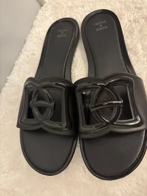 Shade & Shore all black flip flops Sz.11 thumbnail 7