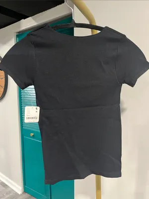 FREE PEOPLE NWT Clean Lines Baby Tee / Black thumbnail 5