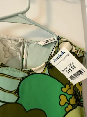 Zara Retro Floral Green Mini Dress thumbnail 3