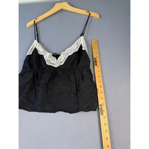 Aerie Womens Black Lace Trim Babydoll Camisole Top Empire Waist Size M thumbnail 3