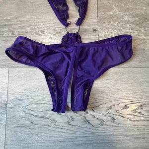 Avidlove Purple Lace Mesh Halter Teddy Bodysuit O-Ring‎ Detail Small thumbnail 6