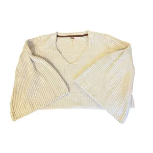 Free People Damsel Boxy Cream Chunky Knit Sweater Bell Sleeve Womens Small thumbnail 5